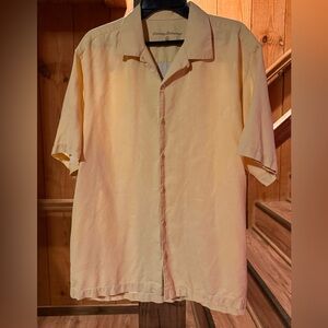 Tommy Bahama Mens XL Yellow Silk Floral Hawaiian Button Up Shirt
